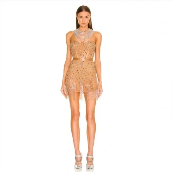 green emerald velvet dress Gold Gleaming Metallic Mini Dress main image 0
